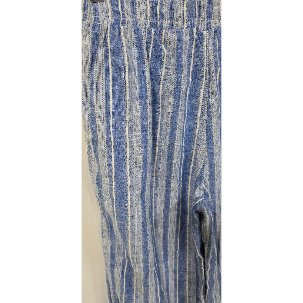 Briggs women M wide leg‎ pants linen blend stripped palazzo pants blue resort - Picture 8 of 8